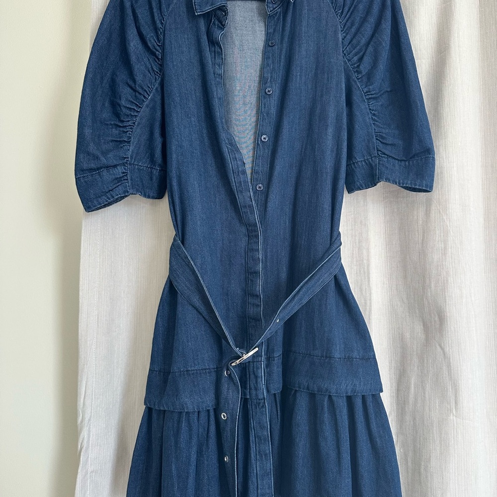 Sam Edelman Blue Puff Sleeve V-Neck Sundress